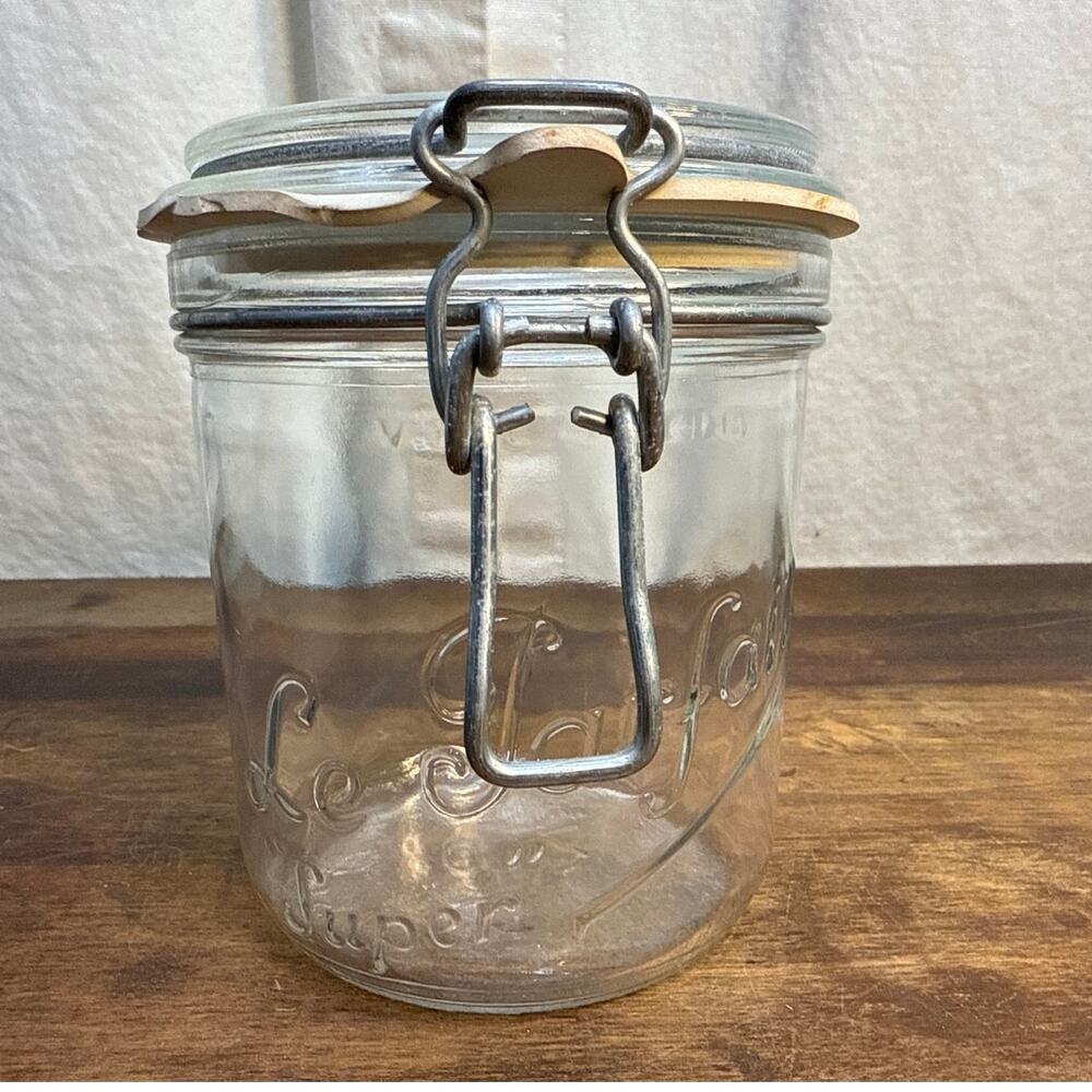 Le Parfait Super Vintage Glass Wire Bail Lid Pantry Canister Jar Made In France